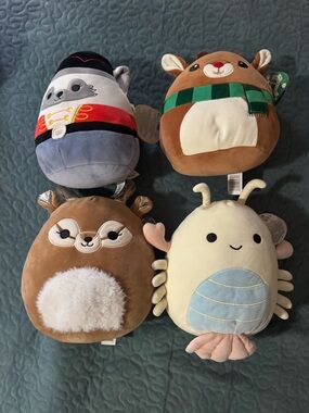Squishmallows Plush Set - Brown, Cream, Blue, Green